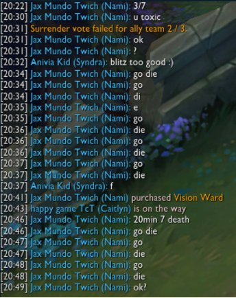 This is a screenshot of the in-game chat where Road, playing under the account “Jax Mundo Twich,” flammed Foggen.